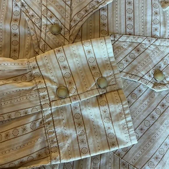 Cinch Men's XL Beige Striped Western Pearl Snap Shirt Long Sleeve - Picture 8 of 8